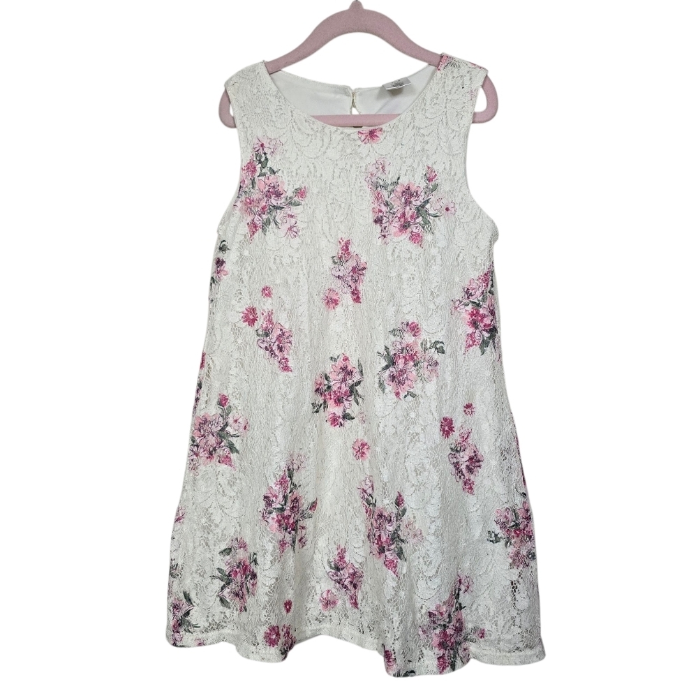 City Streets White Pink Floral Sleeveless Lined Dress Girls S 7-8